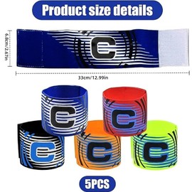 5PCS Captain Armband,Football Captain Armband,5 Colors Adjustable Band Elasticated Soccer Captain's Armband for Multi-Sport, Football Basketball Hockey Rugby Multiple Ball Games Sports Teenagers Adult