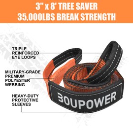 Off Road Snatch Strap Recovery Kit, 10 Ton Heavy Duty Snatch Block Pulley with 3" x8' Tree Saver Strap and 2Pcs 3/4" D Ring Shackles, Winching Accessories for Truck Car SUV ATV Orange
