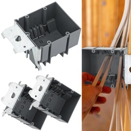 Copkim 3 Pcs Double Gang Electrical Box 2 Gang Adjustable 34 Cubic Inch Electrical Outlet Device Box, Gray Work Switch/Outlet Wall Design, ETL Listed