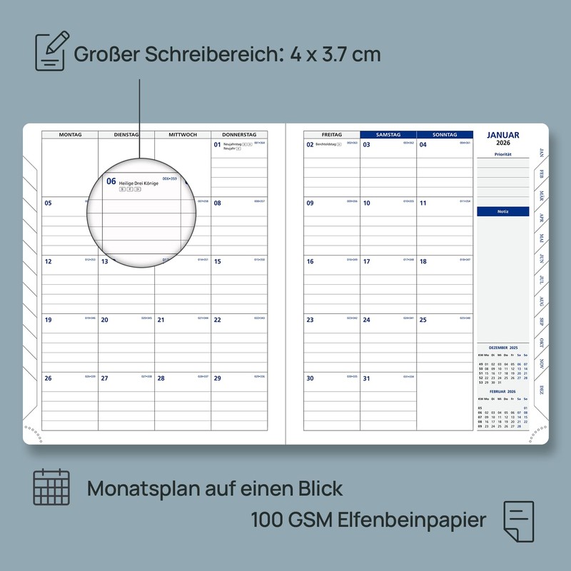 POPRUN 2026 A5+ Diary in German – Weekly Planner with