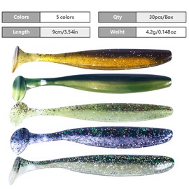 LURESMEOW Fishing Soft Plastic Lures, Paddle Tail Swim Baits for Bass Fishing,Paddle Tail Swimbaits for for Bass Trout Walleye Lures,30pcs Soft Plastic Baits with Box
