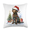 Watercolor Chocolate Labrador Retriever Dog Christmas Lights Throw Pillow