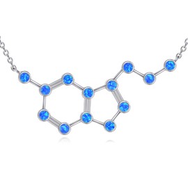 TIGER RIDER Sterling Silver Molecular Serotonin Necklace Opal Necklace Dopamine Necklace Birthday Graduation Christmas Gifts Suitable for Women Teachers Chemistry Graduates Science Lovers (Blue)