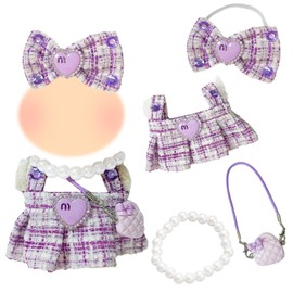Pack of 4 Purple Doll Clothes for 17 cm Dolls, Cute Doll Outfit Doll Clothes with 1 Skirt, 1 Hair Clip, 1 Necklace and 1 Handbag, Doll