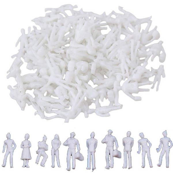 BESTZY New White Unpainted Architectural 1:75 Scale Model Figures Pack of 100 Standing Miniatures Figures