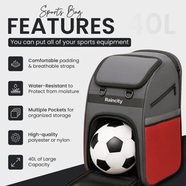 Raincity Basketball Bag, Large Sports Backpack with Ball Holder and Shoes Compartment, Basket Ball Accessories Bag for Men & Women, Ideal for Basketball, Soccer, and Volleyball