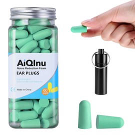 AiQInu Ear Plugs for Sleeping, Hearing Protection Ear Plugs 60 Pairs 38 dB SNR, Super Soft Foam Ear Plugs, Noise Protection Ear Plugs Ideal for Snoring, Learning, Travel, Concerts, Green