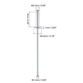 TA-VIGOR 120Pcs 2.4mm x 9mm Aluminium Blind Rivets, Open End Pop Rivets with Dome Head, Heavy Duty Pull Rivet for Metal Wood Plastic, Indoor Outdoor Fixings