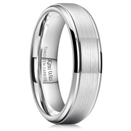King Will BASIC 6mm Silver Mens Womens Tungsten Carbide Ring Matte Brushed Wedding Band for Men 8