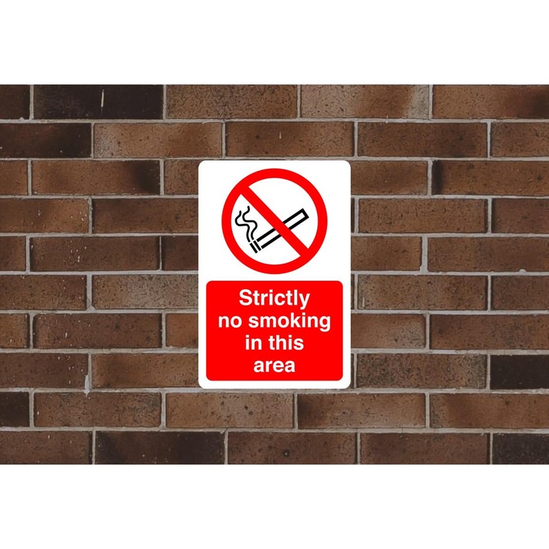 Strictly no smoking in this area safety sign- 1.2mm Rigid