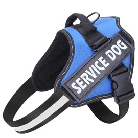 Belababy Soft No Pull Dog Harness Large, Adjustable Assistance Service Dog Vest with Safety Buckle, Reflective Breathable Outdoor Training Dog Harness（Blue）