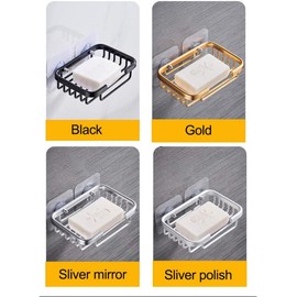 Gold Soap Dish for Shower Creative Hanging Drain Rack,Self Adhesive Soap Dish Holder,Soap Holder Soap Dish Storage Rack,Damage Free Hanging Bathroom Drill Free Bathroom Accessories
