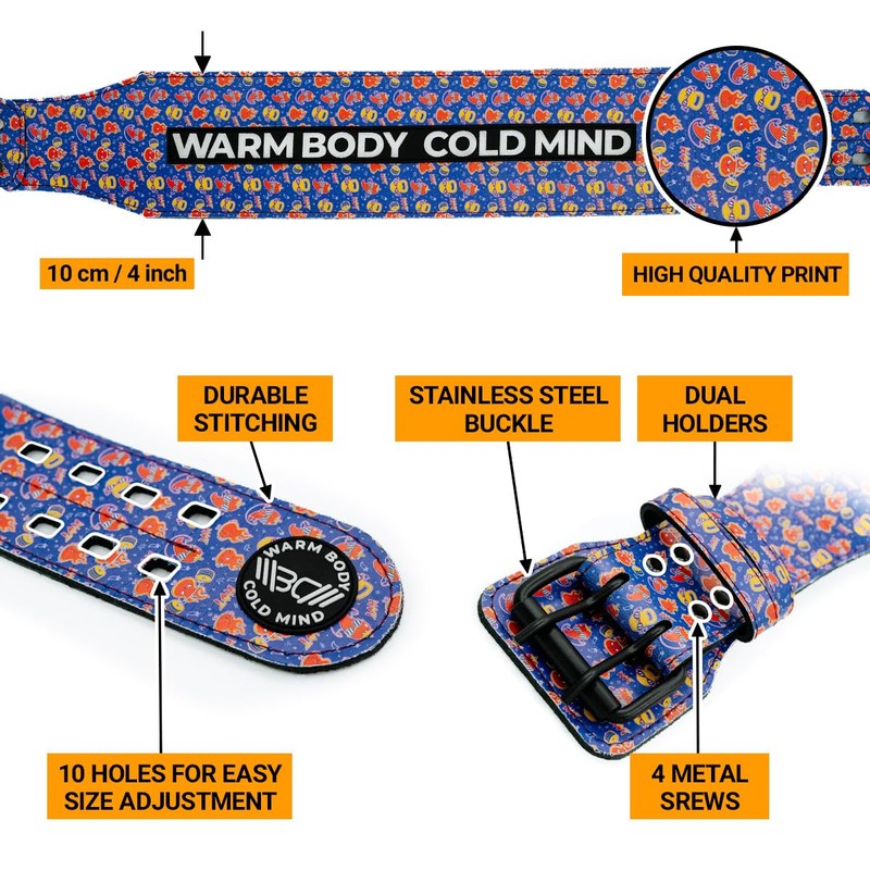 WARM BODY COLD MIND Leather Weight Lifting Belt. 4" Adjustable