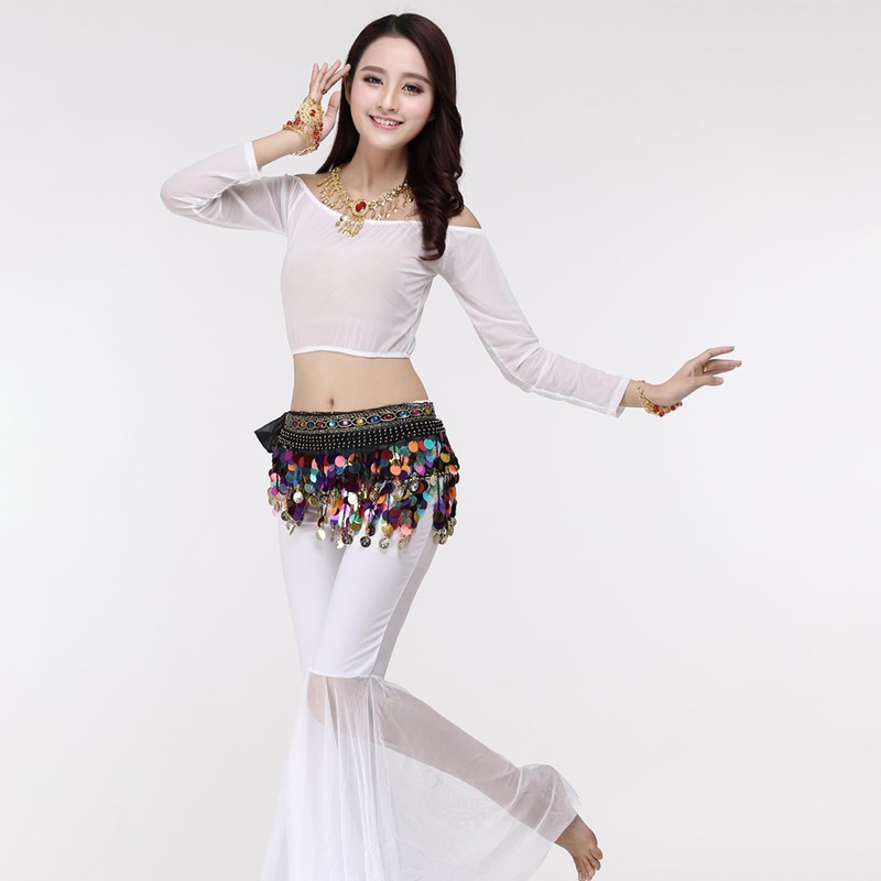 Baisdan Belly Dance Belt Belly Dance Skirt with Glitter Sequins