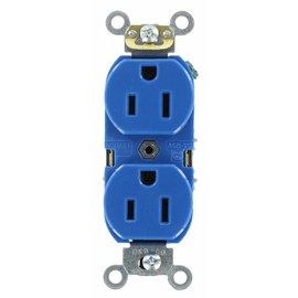 Leviton 15-Amp, 125 Volt, Industrial Heavy Duty Grade, Duplex Receptacle, Straight Blade, Self Grounding, Contractor Pack, 5262-SBU, Blue