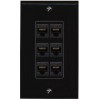 Wallplate City 6 Port Cat6 Ethernet RJ45 Coupler Jack Wall Plate-1 Gang Black/Black