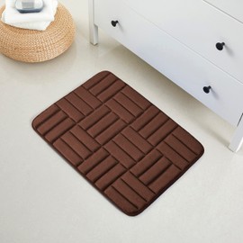 Yafa Home Fashion Rectangular Shaped Design Embossed Solid Color Memory Foam Soft Bathroom Rug Non-Slip PVC Backing