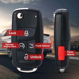 Aichiyu Flip Remote Key Fob Replacement for Volkswagen VW Jetta Passat Beetle Golf CC Tiguan Touareg 2011 2012 2013 2014 2015 2016 FCC ID: NBG010206T, P/N: 561 837 202 A, 561 837 202 D