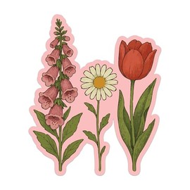 Foxglove Daisy Tulip FDT Cling - Vibrant Static Cling Window Cling Indoor and Outdoor! - 10 Inches Tall