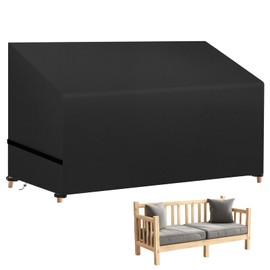 wiipara Garden Bench Cover for 2 Seater, Bench Protective Cover, Garden Furniture Cover, Waterproof, Anti-UV, Windproof, 210D Oxford Fabric Cover for Benches, Garden Sofa (134 x 66 x 66/89 cm) - Black