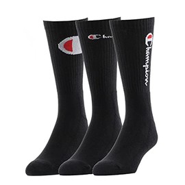 Champion Men's Core Essential Crew Sock, 3-Pair, Black, Shoe Size: 6-12