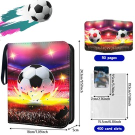 Trading Card Album Football, Football Collector Album Cards, 50 Pages, Capacity for 400 Cards, Scrapbook Football Cards, Football Cards Capacity, Football Cards Folder Collection Book