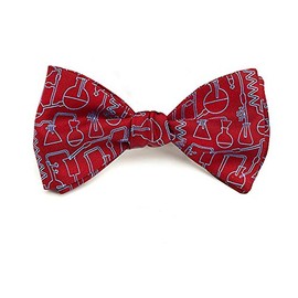 Josh Bach Men's Science and Chemistry Self-Tie Silk Bow Tie in Red, Made in USA