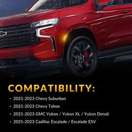 DERMOKA LED Side Marker Lights for 2021-2024 Yukon XL Denali Tahoe Suburban Escalade ESV Amber Position Signal Lamps Smoked Len, 2 Pack (AMBER LED)