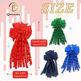 Dalababa 2 Pcs Hair Bow Spiral Streamers, Bow Hairbands Kids Ponytail Holder, Hair Bobbles Ties Curly Ribbons Accessories for Girls Toddler School Uniform Birthday Gift - Red
