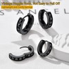 Small Cool Black Hoop Earrings Stainless Steel Gothic Punk Thick