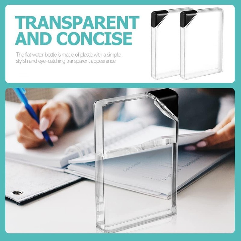 Flask Transparent Flat Water Bottle - Stylish Memo Bottle for
