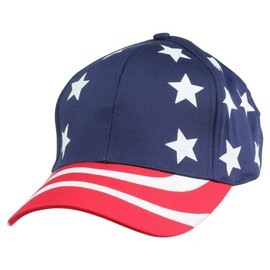 ImpecGear 2 Packs American Flag Patriotic Flag Baseball Cap/Hat in Red, White and Navy Blue Stars and Wavy Stripes (2 Pack for Price of 1) (USA-6)