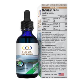 Optimally Organic Water Extracted Fulvic Ionic Minerals X200 - Patented BioActive Fulvic Acid, Humic Acid, Trace Minerals, Electrolytes & Essential Amino Acids - 5+ Month Supply