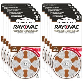 Rayovac Proline Advanced Hearing Aid Batteries | Size 312 | World's Longest Lasting Battery | Child-Resistant Packaging (60)