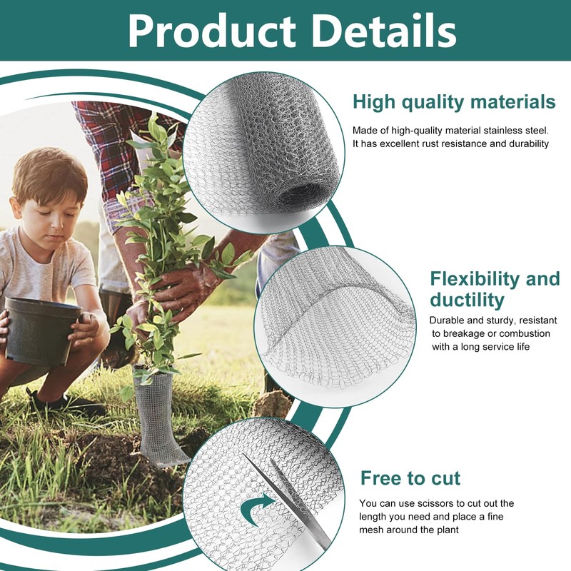 WZYTEU Vole Grid, Stainless Steel Wire Mesh, Fine Mesh, Metal