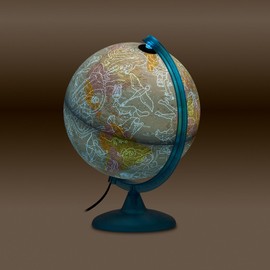 Tecnodidattica Illuminated Globe Night & Day | Cartography with Double Effect Politics and Constellations | Rotatable on the Axis | Meridian with Scale | Diameter 25 cm | Text in French