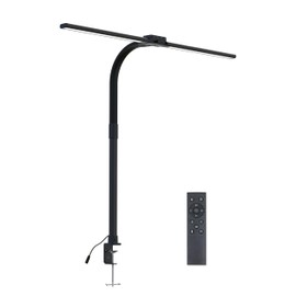 CRLIVOING Full Spectrum LED Desk Lamp, Sun Lamp 15W Eye-Caring Table Light with CRI≥95, Flicker-Free, Low Blue Light, 2700K-6500K, Stepless Dimming, 360° Arm, Clamp Base for Office & Study