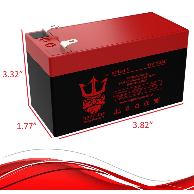 Neptune 12V 1.3Ah NT-1213 Rechargeable SLA Sealed Lead Acid Battery
