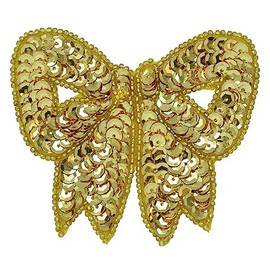 Expo International 3 1/4" x 3" Bow Sequin Patches/Appliques, Gold