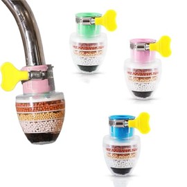 Activated Carbon Water Filter Tap, Pack of 3 High-Quality Tap Filter for Drinking Water, Filter Water Attachment for Kitchen, Water Limescale Filter Tap (6-Layer Filtration)