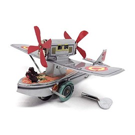 Nostalgia Tin Toy Seaplane Silver Wind Up
