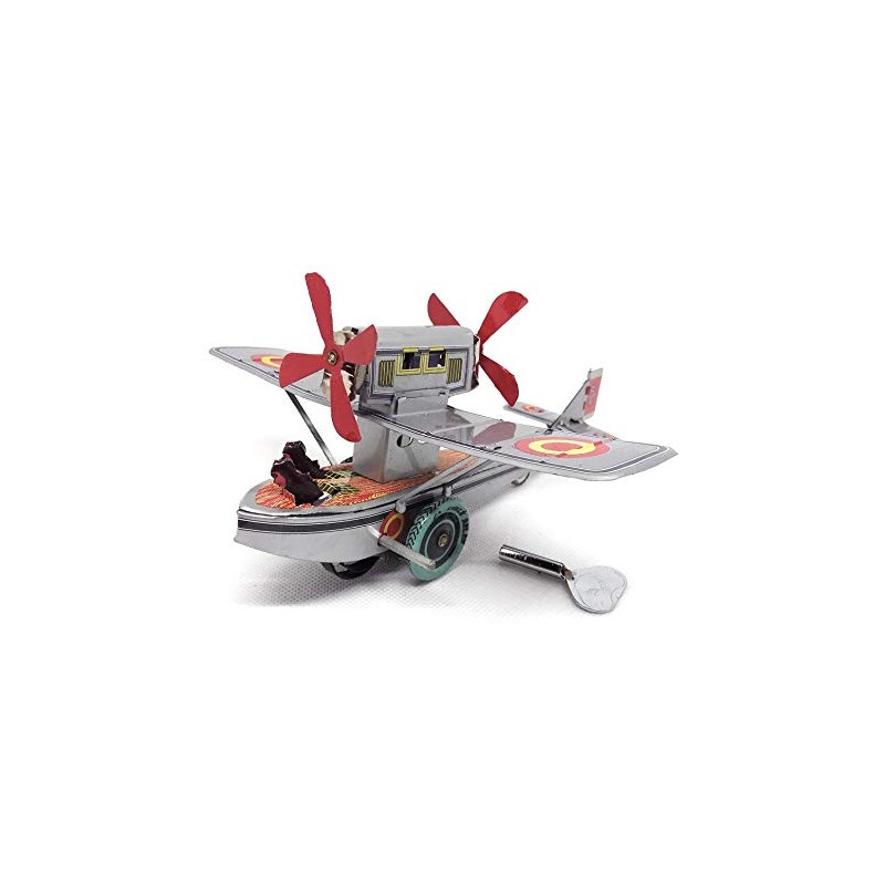 Nostalgia Tin Toy Seaplane Silver Wind Up