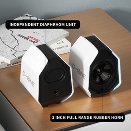 IBALL·BOX Computer Speakers for Desktop PC, Gaming PC Speakers for Desktop – USB-C, Bluetooth 5.3, 3.5mm AUX, AC Powered External Audio with Rich Stereo bass, Laptop/Mac, RGB Lights, White, 30W