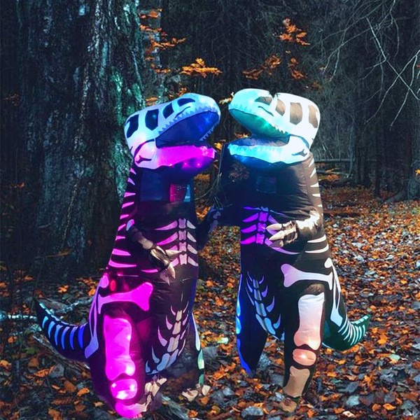 LEDPATY Kids inflatable costumes black T-rex skeleton Shark (Black skeleton,