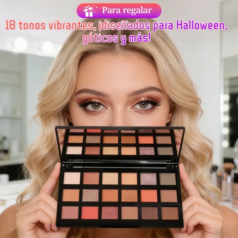 Paleta De Sombras De Ojos Altamente Pigmentada Con 18 Tonos