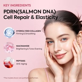 PDRN Pink Collagen Jelly Cream 5% Niacinamide + Salmon DNA | Face Moisturizer for Firming, Wrinkle Repair & Glass Skin, Dual Texture K-Beauty Gel Cream, 1.69 fl oz