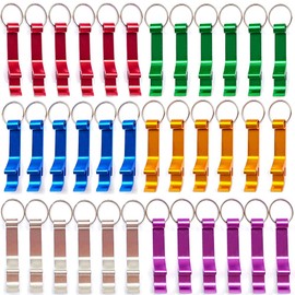 MTOMDY 36 Pieces Colored Aluminum Bottle Opener,Soda Beverage Beer Bottle Opener Keychain,Bottle Openers Aluminum Beer Bottle Opener Claw Beverage Keychain Ring for Kitchen/Wedding/Bar/Party