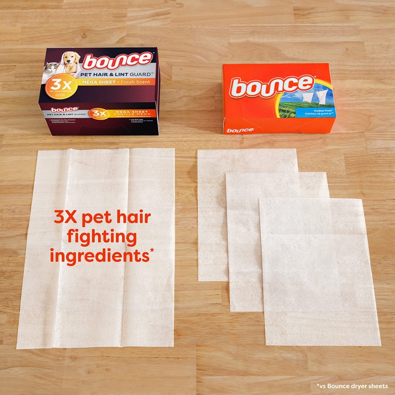 Bounce Pet Hair and Lint Guard Mega Dryer Sheets with