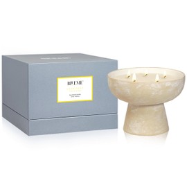 BLUEME Happiness-Yuzu & Ginger, 5 Wick, Refillable Wellness Candle, Contains Essential Oil, Sustainable, Hand Finished, Hand Poured, Premium, Luxury Ceramic, Natural Cotton Wick, Soy-Wax Blend