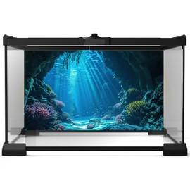Under The Sea Aquarium Background Underwater Grotto with Soft Corals Reefs Fish Tank Background Blue Ocean Tropical Cave Sunlight Rays Deep Sea Fish Tank Backgrounds Aquarium Wallpaper 48x24in